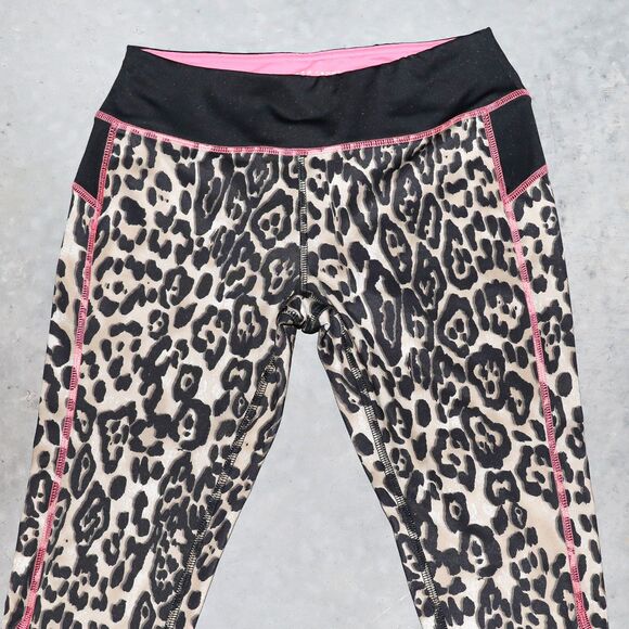 Y2K Leopard Print Biker Shorts Summer Casual Workout Leggings Size Small - Picture 3 of 4
